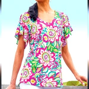 Soft Surroundings Floral Short Sleeve Tunic EUC